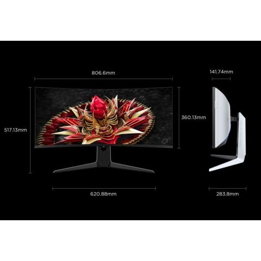 Monitor TCL 34R83Q 34" Ultra WQHD 170Hz Mini-LED QLED Curvo VA KVM USB-C 90W FreeSync G-Sync