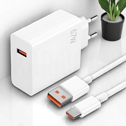 Cargador USB-C Karawan 67W Turbo con Cable PD QC Protección Inteligente