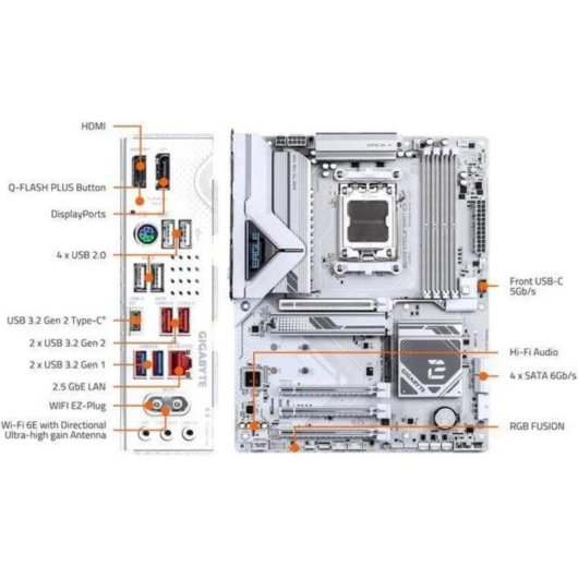 Placa Base Gigabyte B850 Eagle WIFI7 ICE Zócalo AM5 ATX PCIe 5.0 DDR5 8200MHz