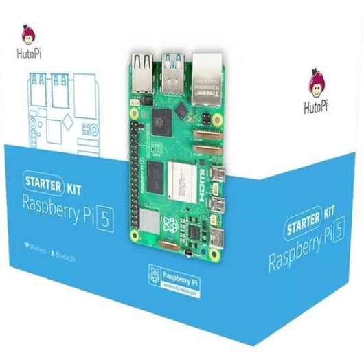 Mini PC Raspberry Pi 5 HutoPi 4 Go avec boîtier ventilé, 32 Go, Micro-HDMI/HDMI, kit complet