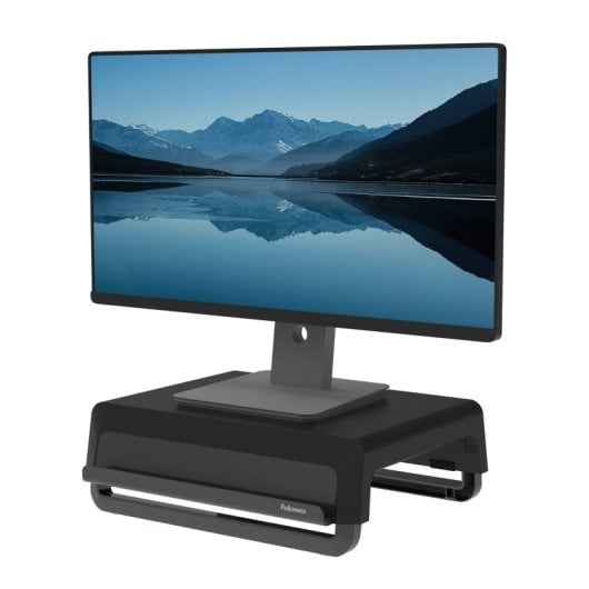 Supporto per monitor Fellowes Breyta nero, altezza regolabile, portatile, riciclabile, 15 kg