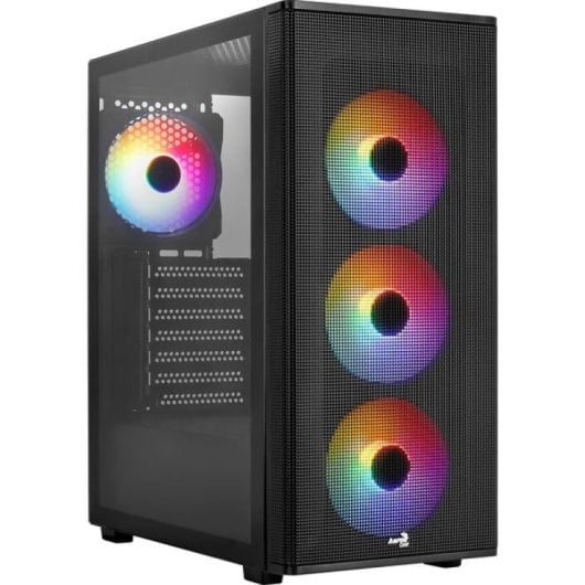 Aerocool Designer ARGB Torre Midi ATX com 4x Ventoinhas e Frontal Mesh Preta