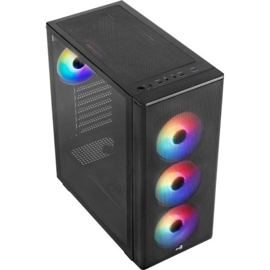 Aerocool Designer ARGB Torre Midi ATX com 4x Ventoinhas e Frontal Mesh Preta