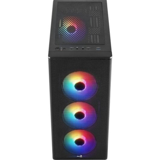 Aerocool Designer ARGB Torre Midi ATX com 4x Ventoinhas e Frontal Mesh Preta