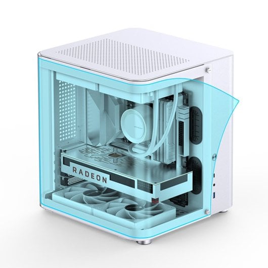 Caja PC Jonsbo TK-1 2.0 Blanca Mini Tower Acero Vidrio Templado ITX Micro ATX