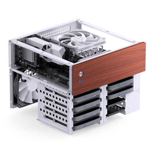 Caja PC Jonsbo N4 WHITE Micro Torre Blanco ITX micro ATX Acero Madera Gaming