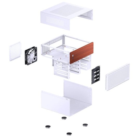 Caja PC Jonsbo N4 WHITE Micro Torre Blanco ITX micro ATX Acero Madera Gaming