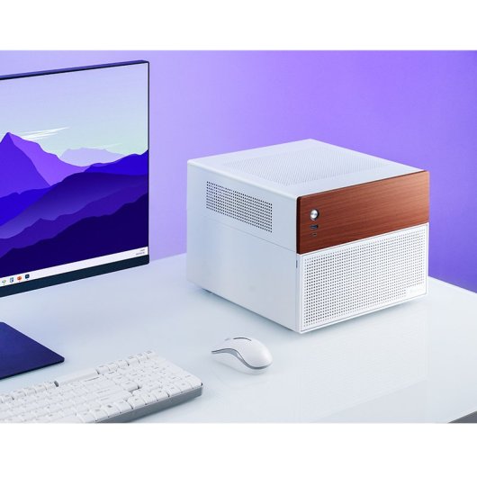 Caja PC Jonsbo N4 WHITE Micro Torre Blanco ITX micro ATX Acero Madera Gaming