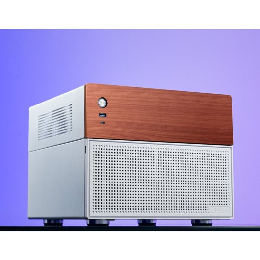 Caja PC Jonsbo N4 WHITE Micro Torre Blanco ITX micro ATX Acero Madera Gaming