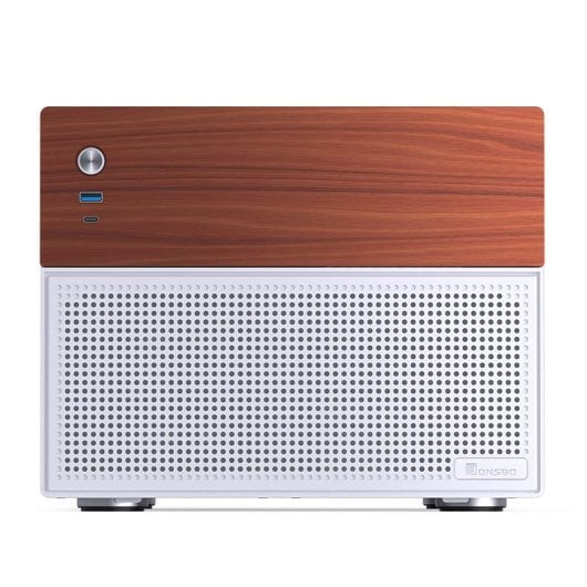 Caja PC Jonsbo N4 WHITE Micro Torre Blanco ITX micro ATX Acero Madera Gaming