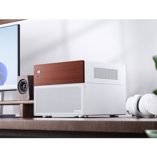 Caja PC Jonsbo N4 WHITE Micro Torre Blanco ITX micro ATX Acero Madera Gaming