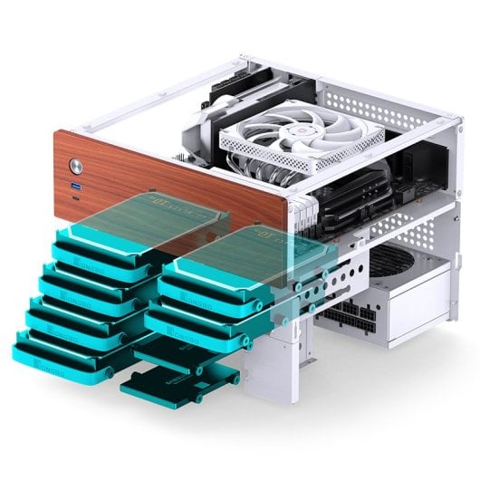 Caja PC Jonsbo N4 WHITE Micro Torre Blanco ITX micro ATX Acero Madera Gaming