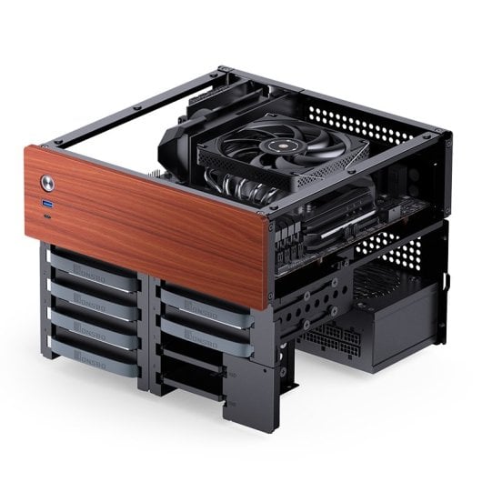 Caja Micro Torre Jonsbo N4 Black Acero Madera Negro ITX Micro ATX SFX