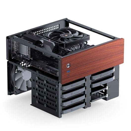 Caja Micro Torre Jonsbo N4 Black Acero Madera Negro ITX Micro ATX SFX