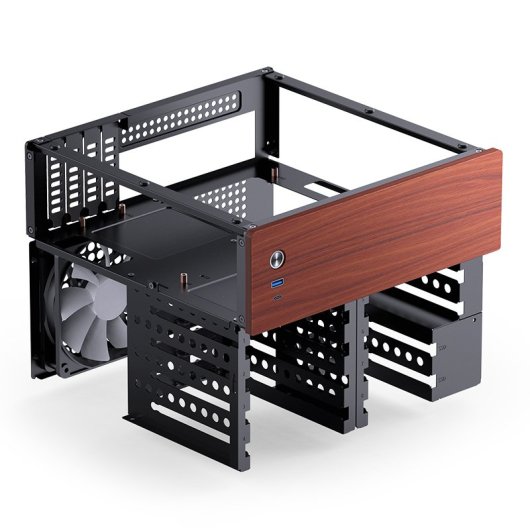 Caja Micro Torre Jonsbo N4 Black Acero Madera Negro ITX Micro ATX SFX