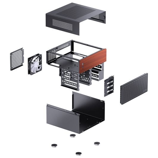 Caja Micro Torre Jonsbo N4 Black Acero Madera Negro ITX Micro ATX SFX
