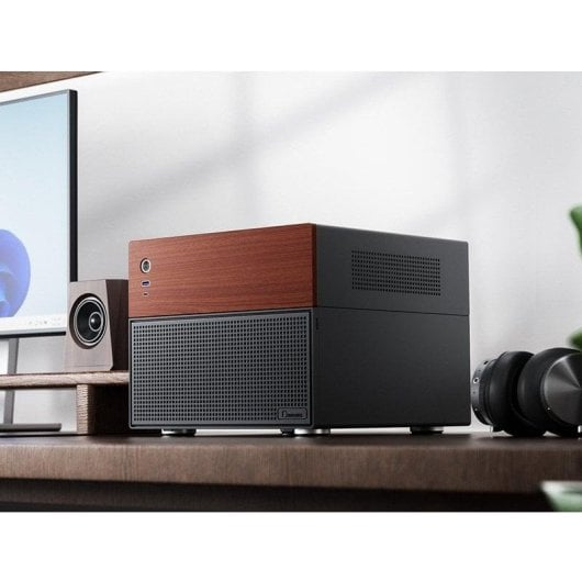 PC-Gehäuse Jonsbo N4 Black Micro Tower Stahl Holz SFX ITX mATX USB-C