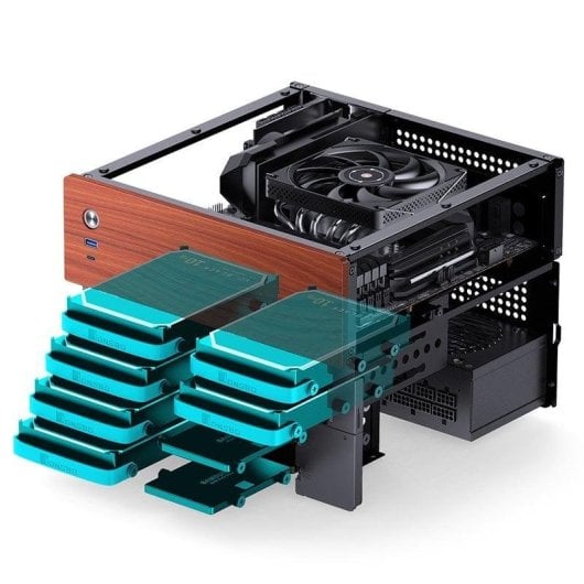 PC-Gehäuse Jonsbo N4 Black Micro Tower Stahl Holz SFX ITX mATX USB-C