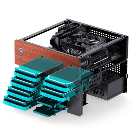Caja Micro Torre Jonsbo N4 Black Acero Madera Negro ITX Micro ATX SFX