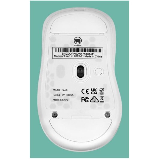 Ratón GAMIAC PA50 Gaming USB Type-C 12400 DPI Blanco RGB 6 Botones