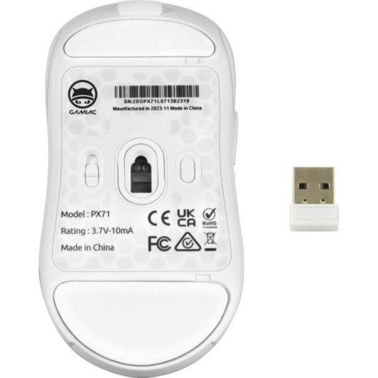Ratón Gaming Gamiac PX71 inalámbrico 71g RGB 16000 DPI Switches Huano 7D ambidiestro