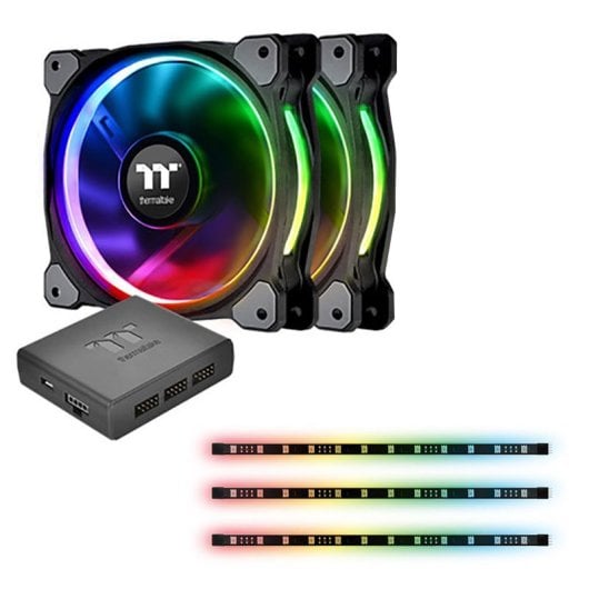 Ventilador suplementario Thermaltake Riing Plus 12 RGB 120mm 1500RPM con controlador y tiras LED