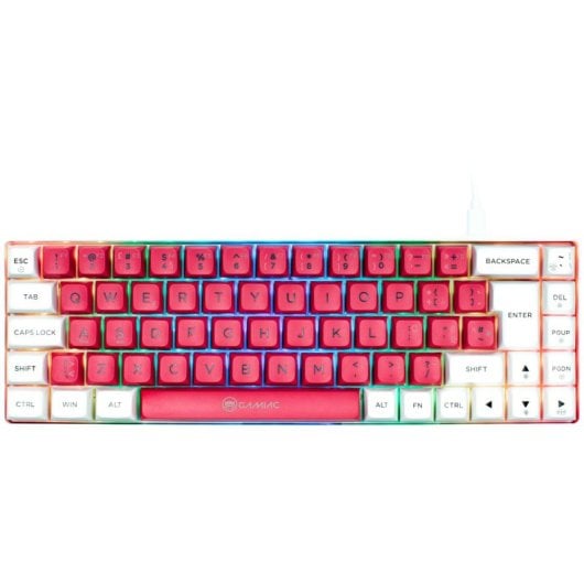 Teclado Mecânico GAMIAC RGB69G SF Kailh Blue Hot-Swap RGB Branco/Rosa