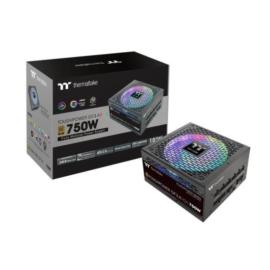 Fuente de Alimentación Thermaltake 750W Certificación 80 Plus Gold Toughpower GF3 ARGB 750W Gestión de cables y 5 PCIe