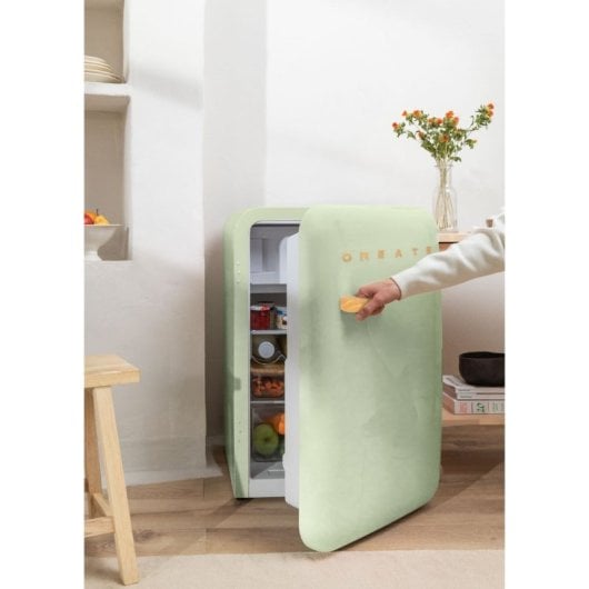 Frigorífico Create Mini Retro 85cm 92L E R600a Rojo Estantería Vidrio Eco Friendly