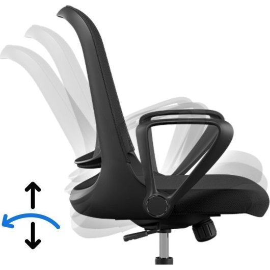 Silla Sense7 Sopty Malla Técnica Negro, Reposabrazos Ajustables y Ruedas 60mm
