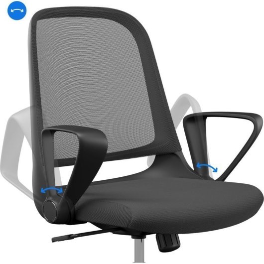 Silla Sense7 Sopty Malla Técnica Negro, Reposabrazos Ajustables y Ruedas 60mm