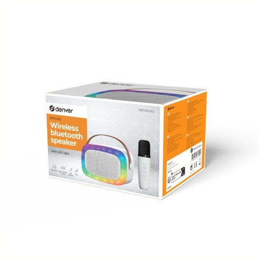 Altavoces Denver BTM-610 Portátiles Inalámbricos Bluetooth 10W iluminación LED multicolor Blanco