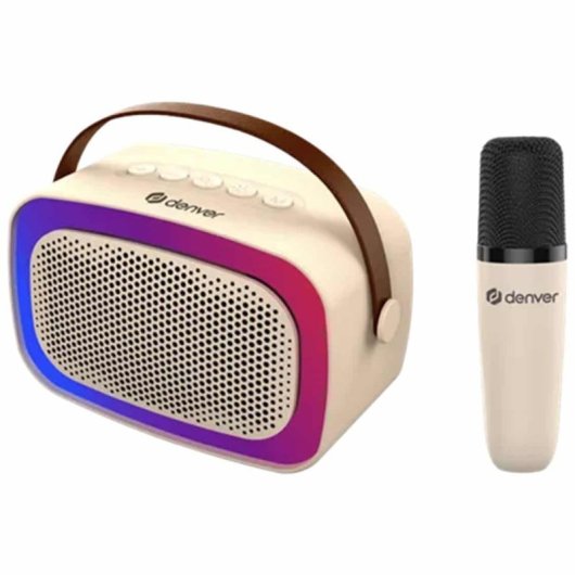 Altavoces Denver BTM-610 Portátiles Inalámbricos Bluetooth 10W iluminación LED multicolor Blanco