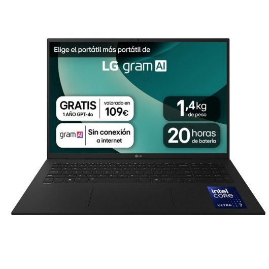 Portátil LG Gram 17ZD90T-G.AX78B 17" Intel Core Ultra 7 16GB 1TB SSD AI Gram MIL-STD-810H