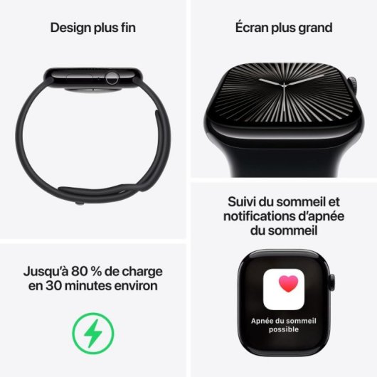 Montre Apple Watch Series 10 GPS OLED 64 Go WiFi GPS Résistant à l'eau 30 g