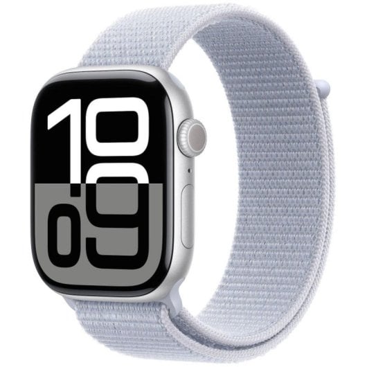 Smartwatch Apple Watch Series 10 GPS Wifi 64GB Écran OLED 46mm Aluminium Argent Textile