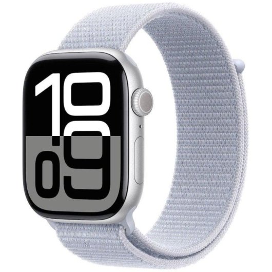 Apple Watch Series 10 GPS WiFi OLED 46mm Aluminium Argent Textile Bleu