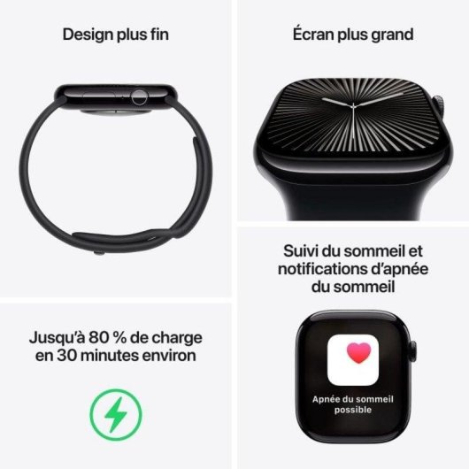 Apple Watch Series 10 GPS WiFi OLED 46mm Aluminium Argent Textile Bleu