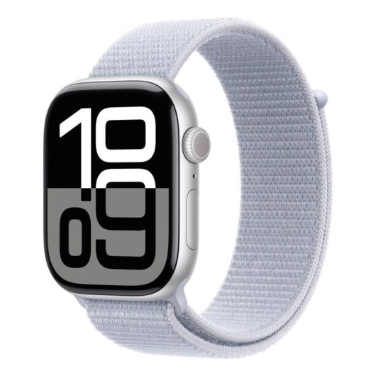 Apple Watch Series 10 GPS WiFi OLED 46mm Aluminium Argent Textile Bleu