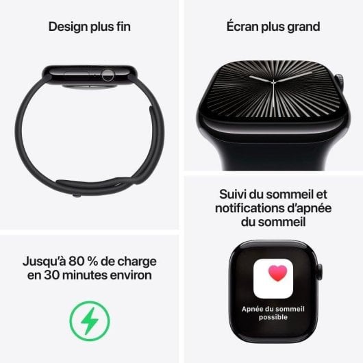 Apple Watch Series 10 GPS NFC 46mm OLED Schwarz/Violett Textil Einheitsgröße Wasserdicht 50m