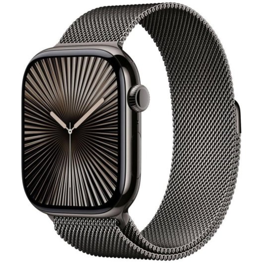 Montre Apple Watch Series 10 GPS + Cellular 64GB OLED Titane Ébène Milanesa S/M