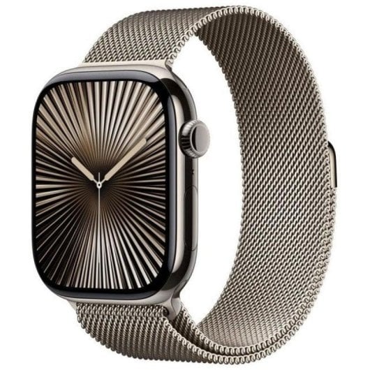 Apple Watch Series 10 GPS Cellular 46mm OLED Titane Naturel M/L Étanche IP6X Pulsomètre