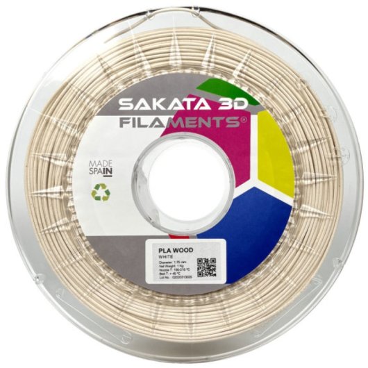 Sakata 3D Bobina de Filamento PLA WOOD Blanco 1.75 mm 1 Kg