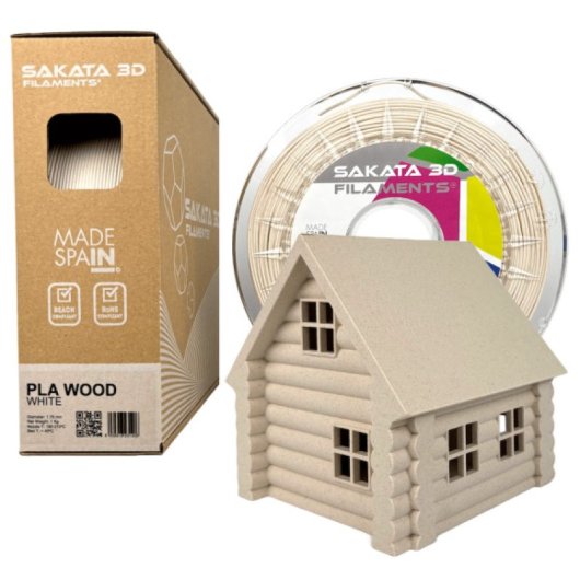 Sakata 3D Bobina de Filamento PLA WOOD Blanco 1.75 mm 1 Kg
