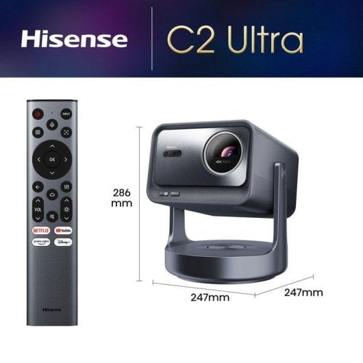 Proyector Hisense C2 Ultra 4K 3000 Lumen 300" Laser DLP HDR WiFi Gaming JBL