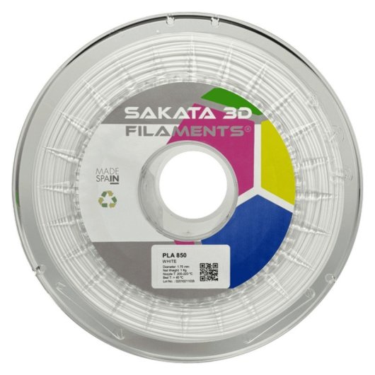 Sakata 3D Bobina de Filamento PLA 850 1.75 mm Blanco 1Kg