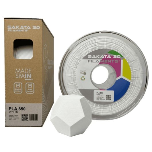 Sakata 3D Bobina de Filamento PLA 850 1.75 mm Blanco 1Kg