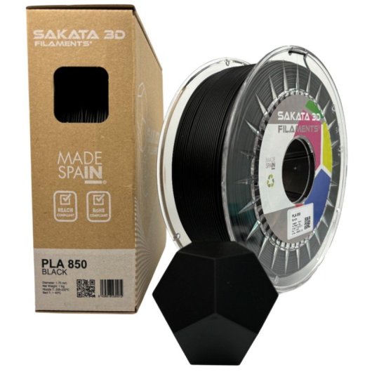 Sakata 3D Bobina de Filamento PLA 850 1.75 mm Negro 1Kg