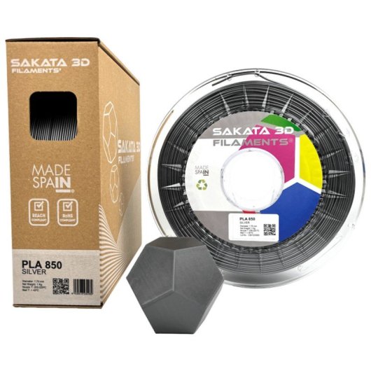 Sakata 3D Bobina de Filamento PLA 850 1.75 mm Plata 1Kg