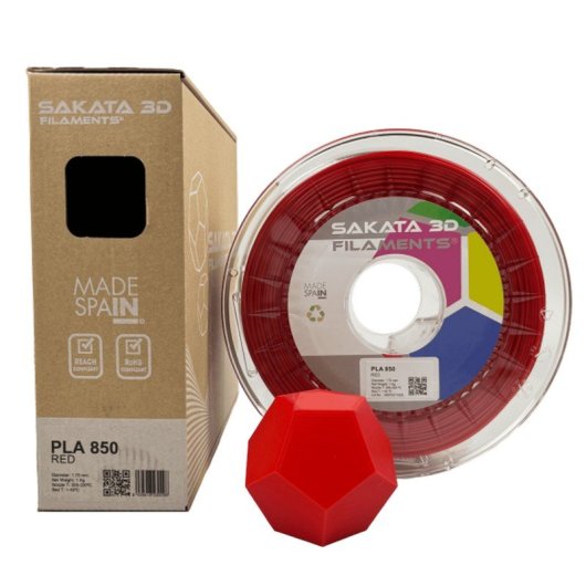 Sakata 3D Bobina de Filamento PLA 850 1.75 mm Rojo 1Kg